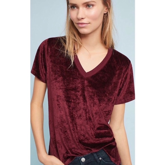 Michael Stars Tops - Micheal Stars Maroon Slouched Velvet Tee Sz Small